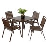 VYNXARIA 5-Piece Plastic chair and steel table Outdoor Dining Set, plastic Chairs and Table Set for Garden Patio, Brown - 3 of 4
