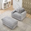 TIRAMISUBEST Corduroy Single Sofa Set - Includes Ottoman & 3 Pillows, 2 Storage Spaces, Compact Lounge Chair - 4 of 4