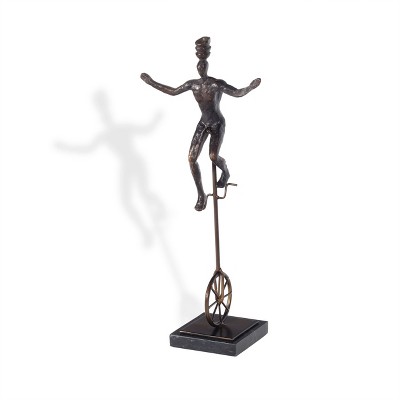HomeRoots 16" Bronze Resin Unicycle Man Tabletop Sculpture