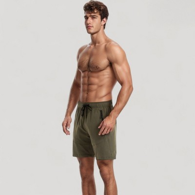 Anna-Kaci Swim Men's Swim Trunks with Zipper Pockets and Adjtable Drawstring Waistband for Everyday Comfort - Small, Olive Green — фото 7