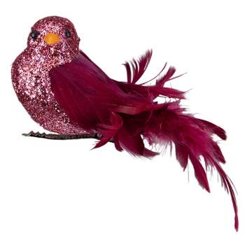 Northlight 4" Burgundy Forward Facing Bird Clip-on Christmas Ornament