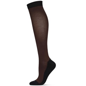 Memoi Women's Two-Tone Contrast Bamboo Blend 8-15mmHg Graduated Compression Socks - 1 of 3