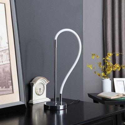 Vynxaria 20.25" Contemporary Chrome LED Tube Table Lamp with Magnetic End