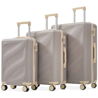 FURNIinspire Bag And Luggage Sets Travel Luggage Set Suitcase Set, 3 Piece Hard Shell Suitcases, Lightweight Suitcase, Purple, 11.4"*20.1"*29.1"