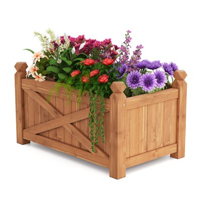 Tangkula Wooden Raised Garden Bed Elevated Outdoor Planter Box w/ Drainage Holes for Patio