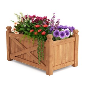 Tangkula Wooden Raised Garden Bed Elevated Outdoor Planter Box w/ Drainage Holes for Patio - 1 of 4