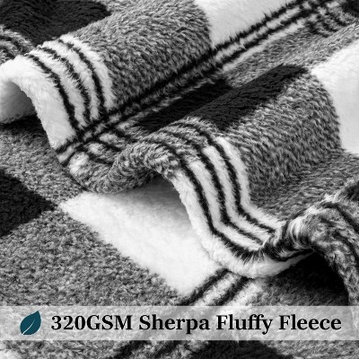 Cozy Sherpa Fleece Throw Blanket - Buffalo Plaid, Machine Washable