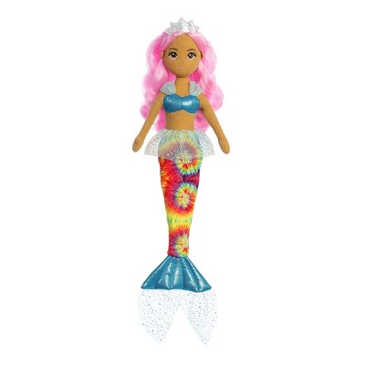 Aurora Large Tie Dye Sparkles Paisley Sea Sparkles Enchanting Stuffed Doll Multicolor 18"