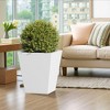 NAYSAYE Tapered Planter 18 Inch Tall Metal Plant Pot with Drainage Hole for Indoor and Outdoor Gardening, White, 18"*16"*16" - 4 of 4