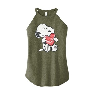 Women's - Peanuts - Snoopy With Heart Graphic High Neck Tank - 1 of 3