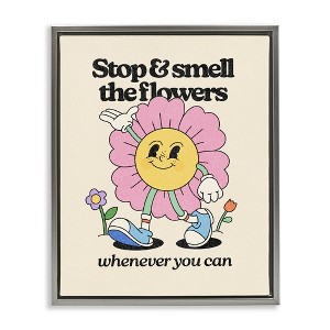 Stupell Industries Vintage Smell The Flowers Black Framed Floater Canvas Wall Art - 1 of 4