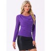 Allegra K Women's Ruched Cowl Neck Long Sleeves Glitter Praty Club Top - 2 of 4