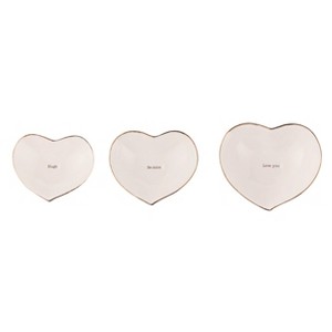 Transpac Dolomite 5.75 in. Off-White Valentines Day Heart Trinket Dish Set of 3 - 1 of 4