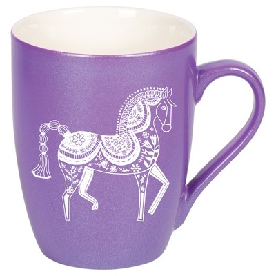 Elanze Designs 10 Ounce Metallic Finish New Bone China Tea Coffee Cup Mug� Passion Purple Majestic Floral Horse