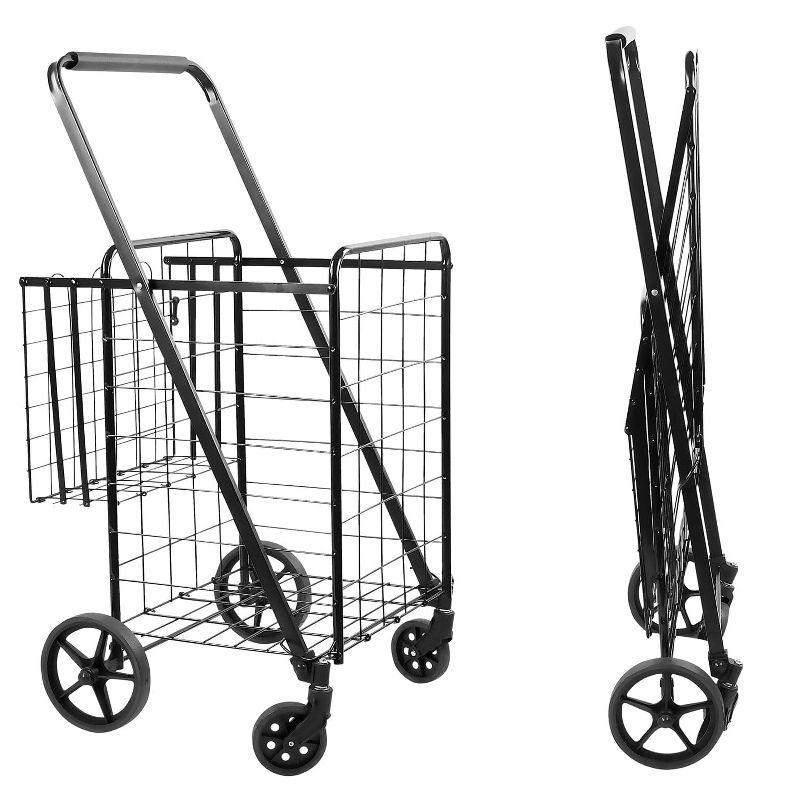 Mount-It! Rolling Utility Shopping Cart for Groceries and Other Supplies - Portable Grocery Cart with Double Baskets and Dual Swiveling Wheels, 2 of 6