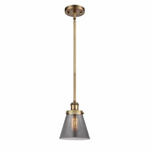 Cone - 1 Light Stem Hung Mini Pendant In Industrial Style-9 Inches Tall and 6 Inches Wide - 1 of 1