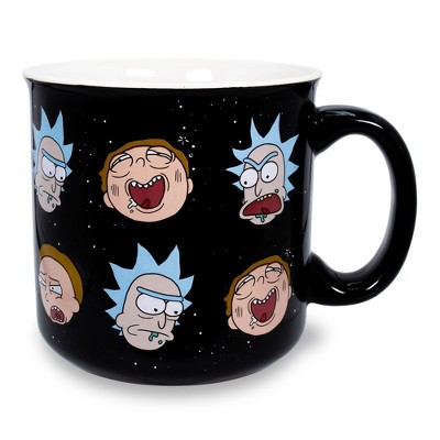 Silver Buffalo Rick and Morty Heads Allover Print Ceramic Camper Mug | Holds 20 Ounces