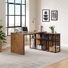 55" Lloyd Corner Desk with Storage Credenza Natural - Alaterre Furniture: Rustic Acacia Wood, L-Shaped Office Furniture with Open Shelf - image 2 of 4