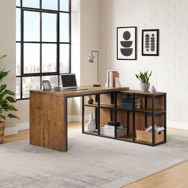 55&#34; Lloyd Corner Desk with Storage Credenza Natural - Alaterre Furniture, 2 of 14
