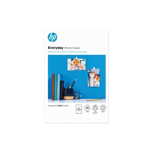 HP Inc. Everyday Photo Paper, Glossy, 52 lb, 4 x 6 in. (101 x 152 mm), 50 sheets CR758A - 1 of 4