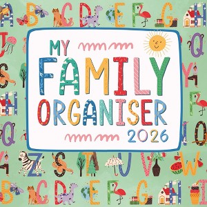 2026 Square Wall Calendar, My Family Organiser - ABC, 16-Month Animals Theme with 180 Reminder Stickers (12x12 In) - 1 of 4
