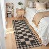Checkerboard Rugs Easy Cleaning Easy Jute Floor Mats, Modern Geometric Indoor Outdoor Carpet, Non-Slip Foldable Accent Rug - 3 of 4