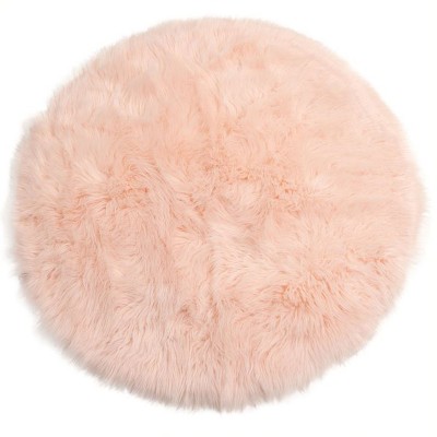 3' Round Other Fibers Accent Rug Pink - Super Area Rugs