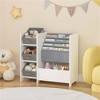 YONWAY Kids Bookshelf and Toy Storage Organizer, Multifunctional 4 Tier Kids Book Shelf with 3 Collapsible Drawers for Hallway,Living Room and Bedroom - 2 of 4