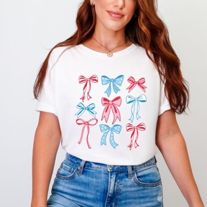 Simply Sage Market Patriotic Bows Stacked Coquette Garment Dyed Tee - 1 of 4