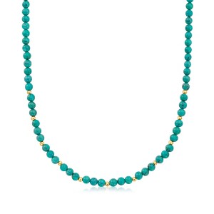 Pure Collection by Ross-Simons 4-4.5mm Turquoise Bead Necklace With 14kt Yellow Gold Size 16 - 1 of 4