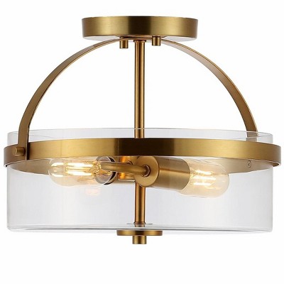 Brass Gold 15'' LED Flush Mount Light with Clear Glass Shade
