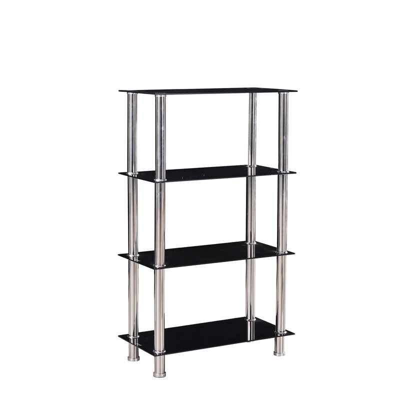 Better Home Products Jane Decorative Glass 4 Tier Shelves Bookcase Silver Chrome, 5 of 7