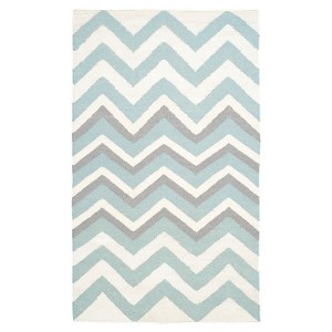Gisele Dhurrie Accent Rug - Blue / White (3