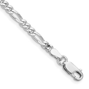 Black Bow Jewelry 4mm Rhodium Plated Sterling Silver Solid Figaro Chain Anklet, 9 Inch - 1 of 4