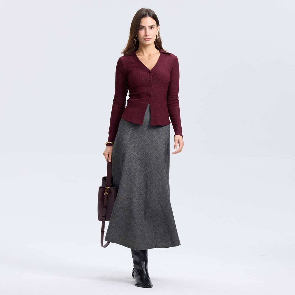Women's Long Sleeve Button-Down Knit Top - A New Day™ - thumbnail 3