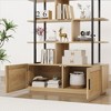 5 Tier Rattan Bookshelf with Storage Cabinet & Door, 71.1 Inch Tall Industrial Book Shelf - 4 of 4