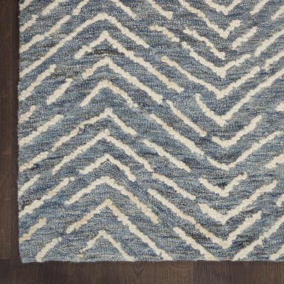 Indigo Ivory Chevron Hand-Tufted Wool 4' x 6' Area Rug
