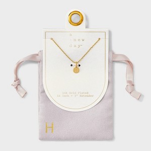14K Gold Plated Round Initial Pendant Necklace - A New Day™ - 1 of 4