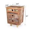 HDZNVF End Table Recycled Wood Nightstand, Side Table with 3 Drawers, Vintage Natural Bedside Table - 4 of 4
