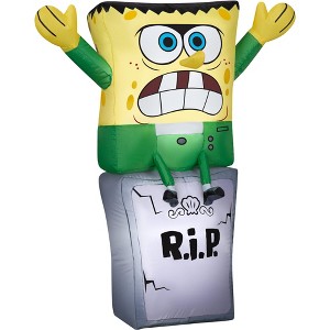 Gemmy Airblown Inflatable SpongeBob as Monster on Tombstone Nick, 3 ft Tall, Multi - 1 of 4