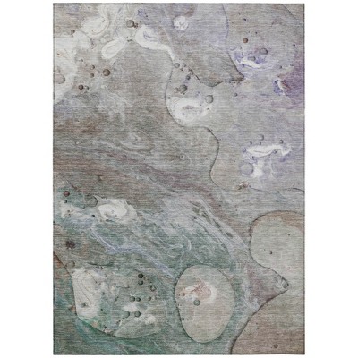 HomeRoots 10' X 14' Khaki Beige And Purple Abstract Washable Indoor Outdoor Area Rug