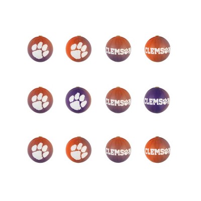 Evergreen Holiday Ball Ornaments, Set of 12, Clemson University