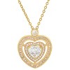 Steeltime Ladies brass simulated diamonds heart pendant. Color Options: White, Gold - 2 of 4