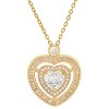 Steeltime Ladies brass simulated diamonds heart pendant. Color Options: White, Gold - image 2 of 3