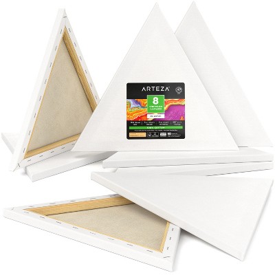 Arteza Classic Blank Triangle Stretched Canvas, 14", Blank Canvas Boards for Painting - 8 Pack (ARTZ-3922)