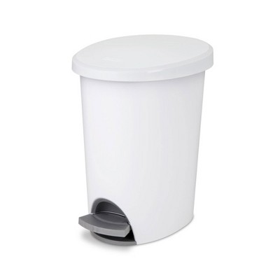 Sterilite Ultra StepOn Wastebasket with Lid, Ideal for the Bathroom, Bedroom or Home Office, Black Lid & Base with Pedal & Liner,