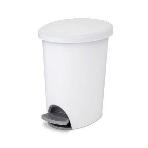 Sterilite Ultra StepOn Wastebasket with Lid, Ideal for the Bathroom, Bedroom or Home Office, Black Lid & Base with Pedal & Liner, - 1 of 4