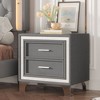 PAGED Velvet Nightstand with 2 Drawers, Mid Century Vintage Bedside Table with Silver Glitter Strip Decor and Metal Legs for Bedroom - 3 of 4