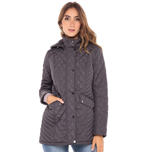 Detachable hood diamond sales quilted barn jacket