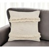 HomeRoots 20" Cream Cotton Throw Pillow with Fringe - 2 of 4